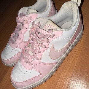 Nike White and Light Pink Low-Top Sneakers